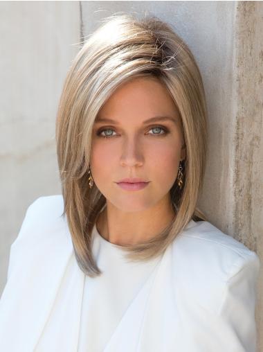 Wavy Capless 14" Shoulder Length Ideal Platinum Blonde Layered Synthetic Wigs