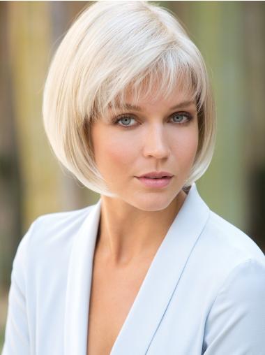 Short Straight Capless Platinum Blonde Great Synthetic 10" Bob Wigs