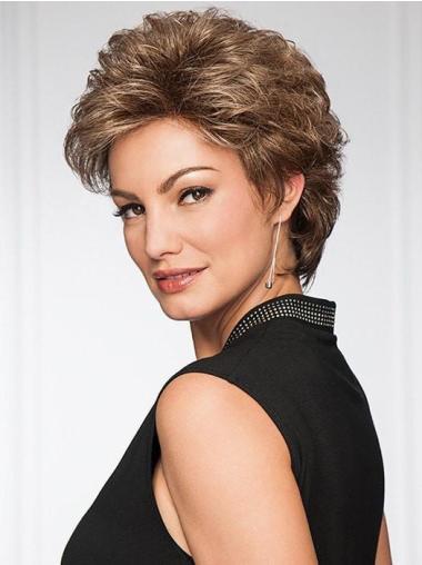 Wavy Capless 4" Short Amazing Brown Layered Synthetic Wigs