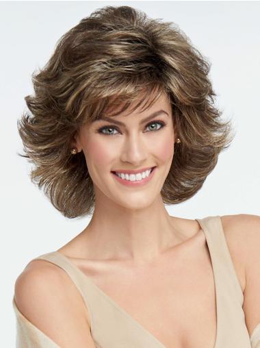 Wavy Capless 6" Chin Length Sleek Brown Layered Synthetic Wigs