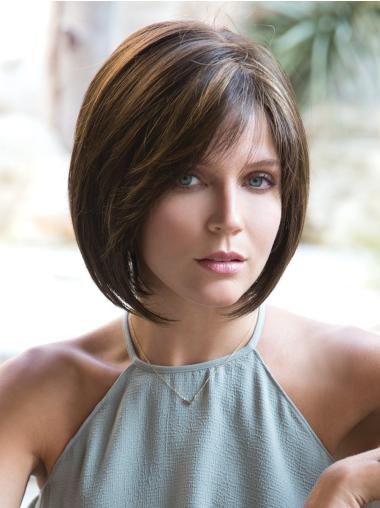 Chin Length Straight Monofilament Ombre/2 tone Fashion Synthetic 10" Bob Wigs