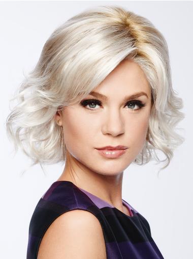 Chin Length Wavy Capless White Exquisite Synthetic 10" Bob Wigs