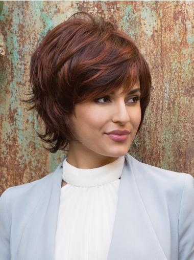Auburn With Bangs Monofilament 7" Chin Length Wavy Synthetic Wigs