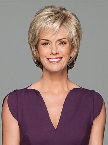 Blonde Layered Monofilament 6" Short Wavy Synthetic Wigs