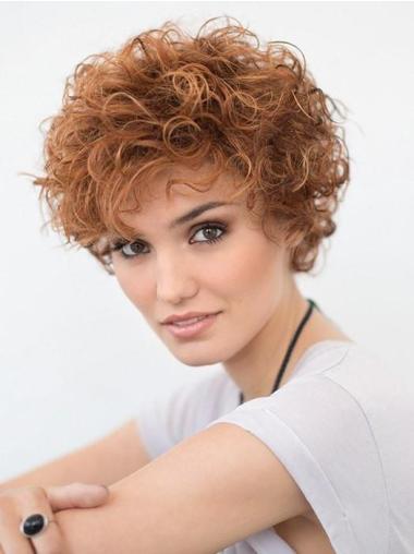 Cheap Lace Front Curly 6" Short Blonde Without Bangs Synthetic Wigs