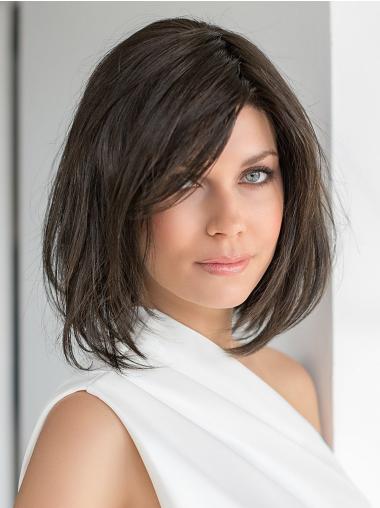 Chin Length Straight 100% Hand-tied Brown Cheapest Synthetic 10" Bob Wigs