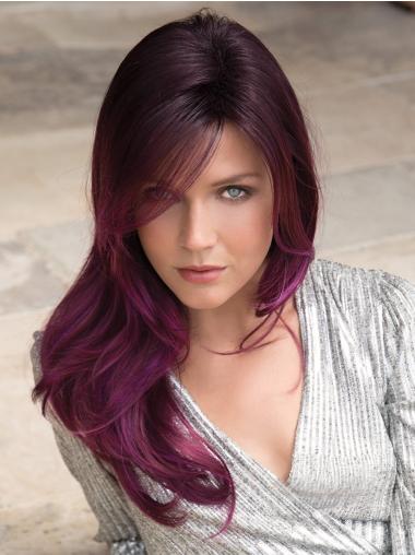 20" Long Straight Capless Purple Layered Synthetic Wigs