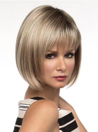 Short Straight Capless Blonde No-fuss Synthetic 10" Bob Wigs