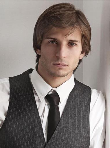 Monofilament Brown Short Straight 4" Layered Synthetic Wigs