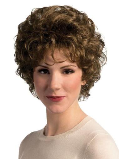 Wavy Capless 8" Short Fashion Brown With Bangs Synthetic Wigs