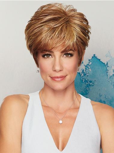 Straight Capless 6" Cropped Good Brown With Bangs Synthetic Wigs