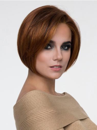 Chin Length Straight Monofilament Auburn Popular Synthetic 10" Bob Wigs