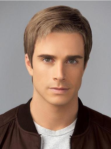 Synthetic Without Bangs 4" Short Straight Blonde Mono Wigs