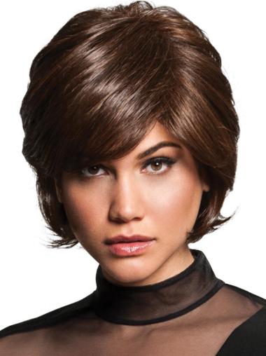 Wavy Capless 8" Short Designed Brown Layered Synthetic Wigs