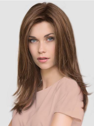 Layered Long Straight Brown 16" Synthetic Mono Wigs