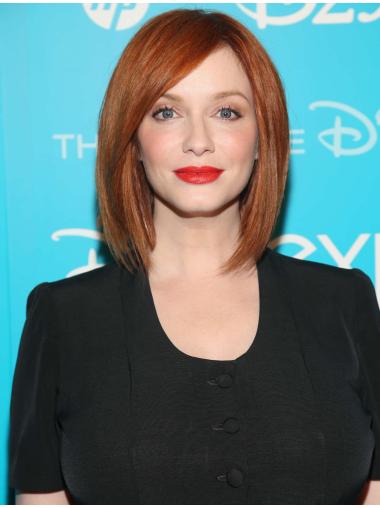 Trendy Without Bangs Copper Straight Chin Length 12" Christina Hendricks Wigs
