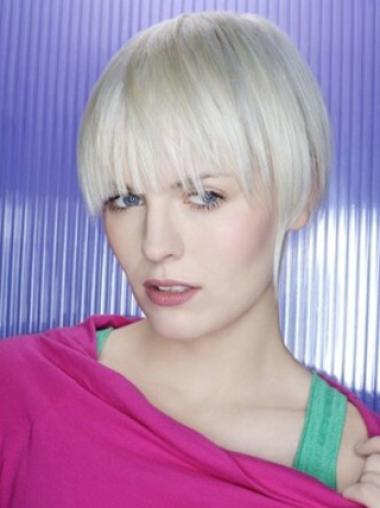 Grey Synthetic Sleek Short Wigs Fashionable