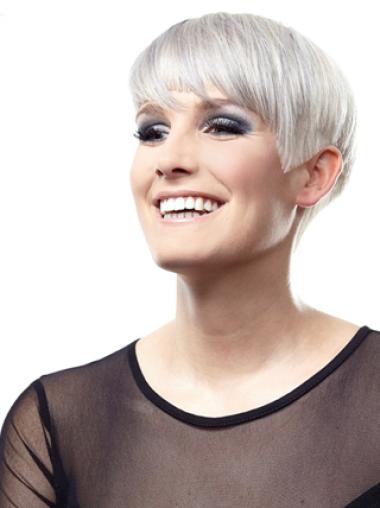 Natural Lace Front Synthetic Grey Wig Straight Hair