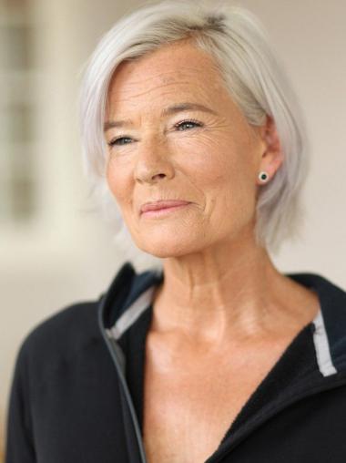 Sleek Short Straight Capless Grey Wigs For Women