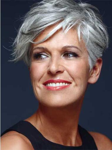 Amazing Capless Short Straight Grey Silver Wigs