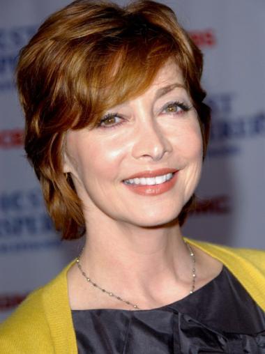 8 Inches Trendy Remy Human Hair Copper Wavy Boycuts Wigs For Elderly