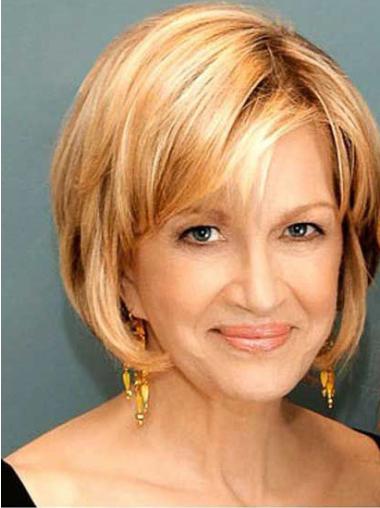 Layered 12 Inches Gorgeous Glueless Lace Wigs Blonde Human Hair