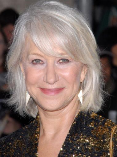 Perfect 12 Inches Straight Lace Front Wigs For Gray Hair