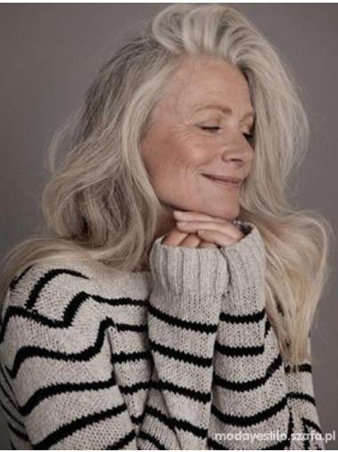 100% Hand-Tied Wavy 18 Inches Grey Human Hair Hand Tied Wigs