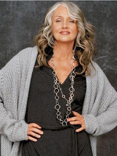 Trendy Full Lace Wavy Synthetic Long Grey Hair