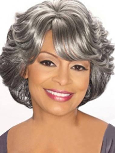 12 Inches Wavy Capless Chin Length High Quality Grey Wigs