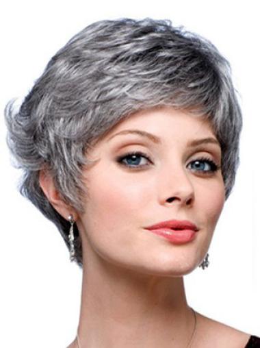 Sassy Wavy Capless Short Grey Hair Wigs