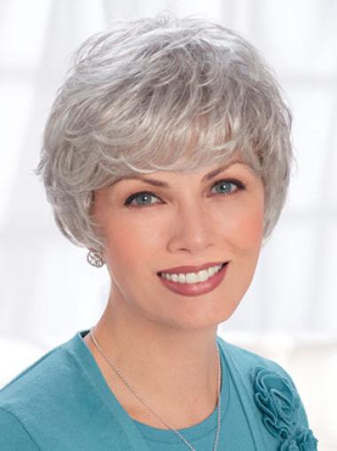 Cheap Short Wavy Lace Front Silver Grey Wig