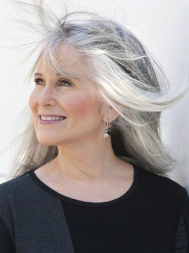 Modern Straight Capless Grey Long Wigs