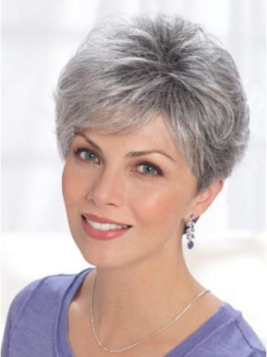 Straight Lace Front Short Affordable Grey Wigs