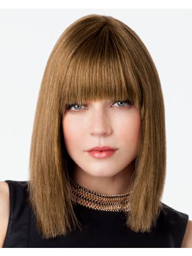 Lace Front Straight Fashionable Real Human Brown Hair Wigs