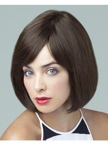 Chin Length Brown Discount Human Hair Wig Bobs