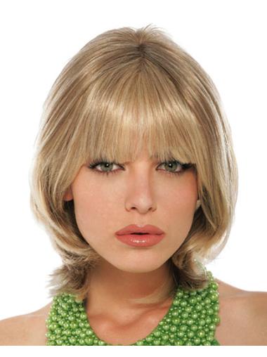 With Bangs Sassy Lace Wig Human Hair Blonde