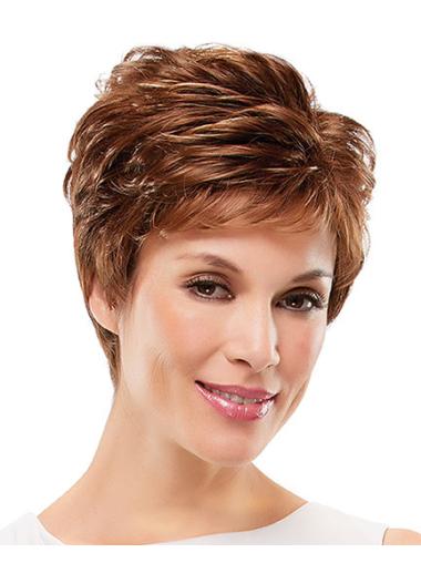 Amazing Auburn Short Curly Wigs For Elderly Ladies