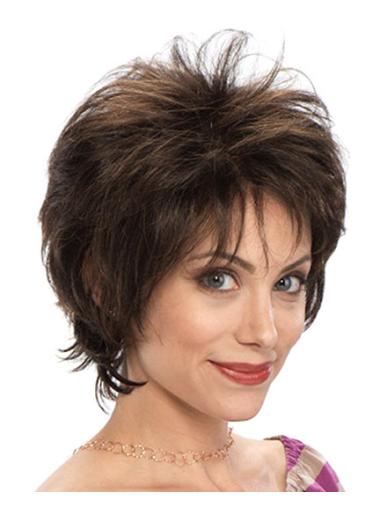 High Quality Capless Wavy Layered 7.5 Inches Short Synthetic Wigs