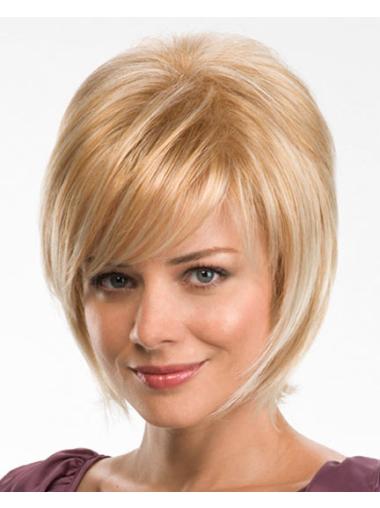 Hairstyles Chin Length Layered 10 Inches Synthetic Blonde Straight Wig