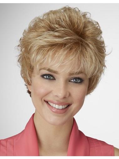 Fashionable 4.5 Inches Cropped Layered Curly Synthetic Blonde Hair Wigs