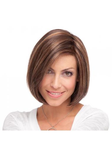 Sassy Bobs Brown Straight Chin Length Natural Synthetic Lace Front Wigs