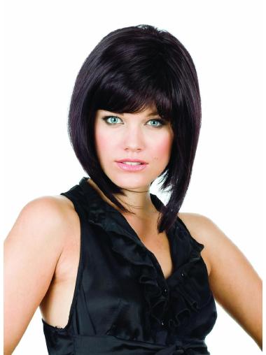11 Inches Capless Chin Length Synthetic Black Bob Wig