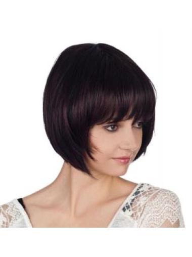 10 Inches Capless Auburn Chin Length Synthetic Straight Bob Wigs