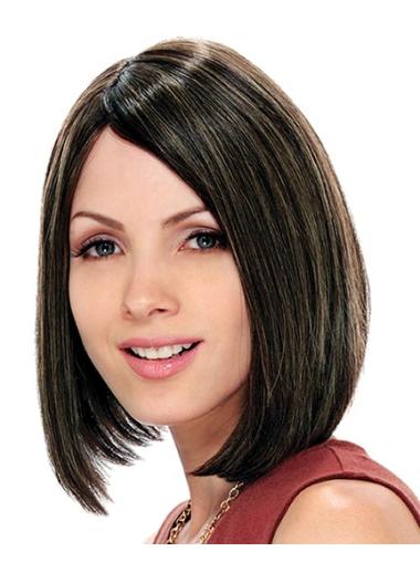 Soft Straight Capless Brown Chin Length Human Hair Bob Wig