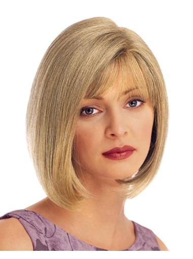 100% Hand-Tied Blonde Chin Length Synthetic Perfect Cheap Lace Wig