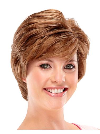 100% Hand-Tied Layered Durable Short Human Hair Wigs