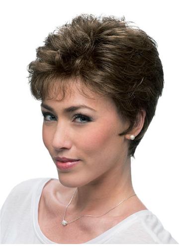 4 Inches Cropped Layered Good Curly Synthetic Lace Front Wig