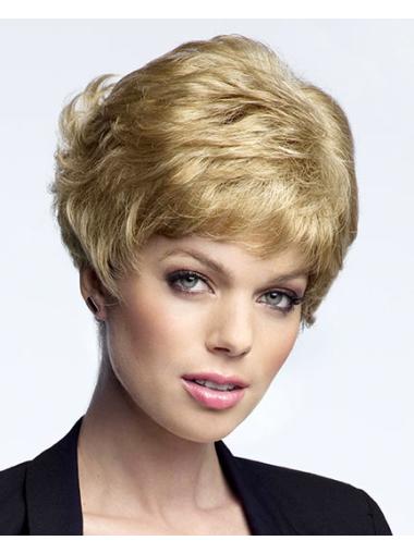 Cheapest Blonde Curly Cropped Hair For Older Women Wigs