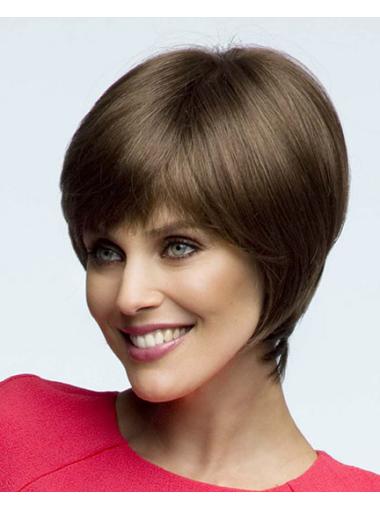 Short Discount Brown Straight Bob High Quality Soft Lace Synthetic Wigs